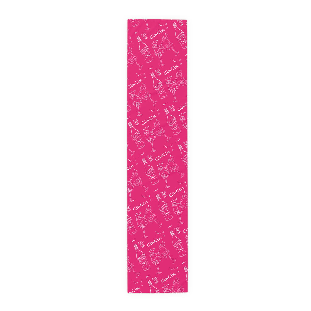 Cin Cin Spritz Table Runner — Magenta Citrus Cocktail Pattern