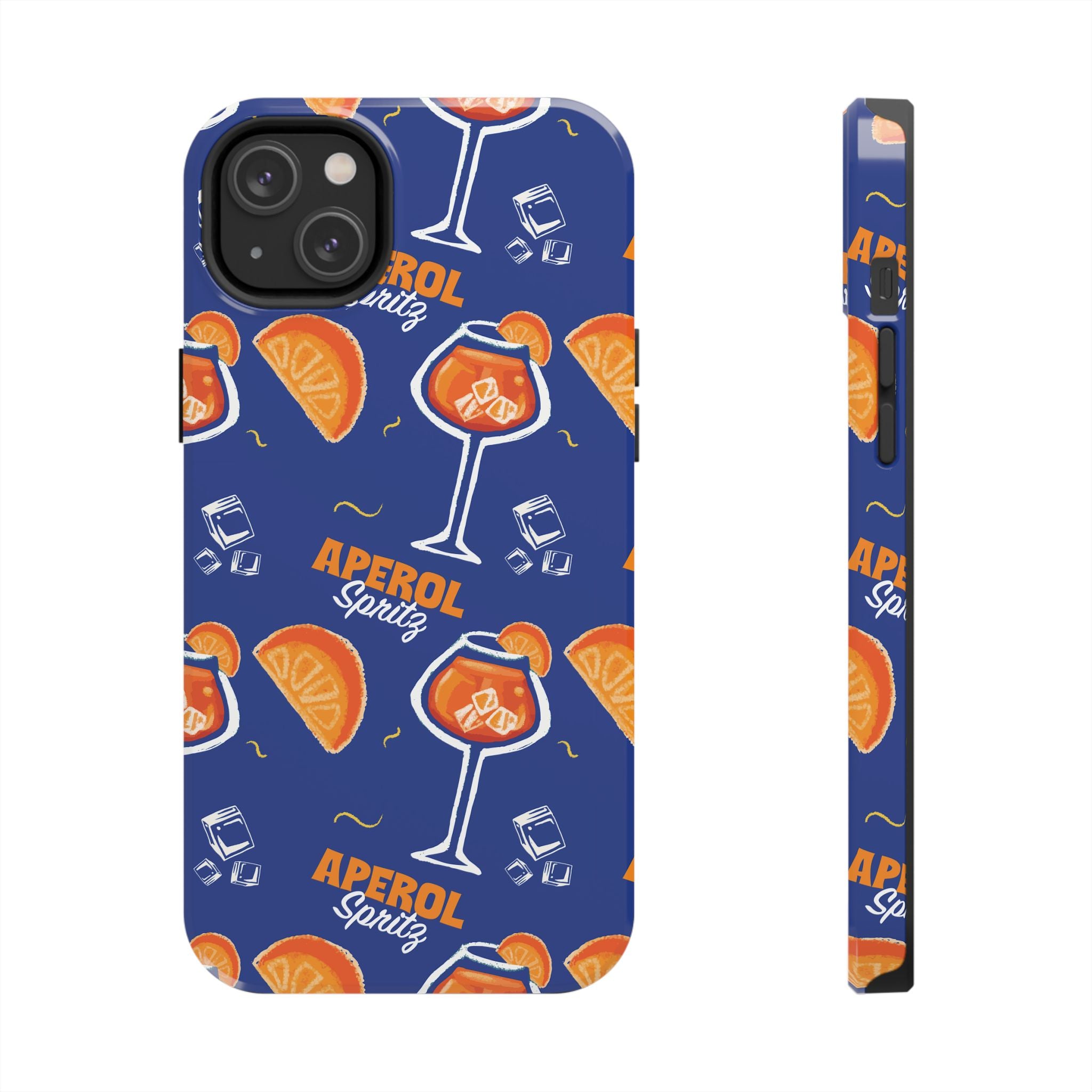 Aperol Spritz Tough Phone Case — Blue Cocktail Pattern Protective Cover