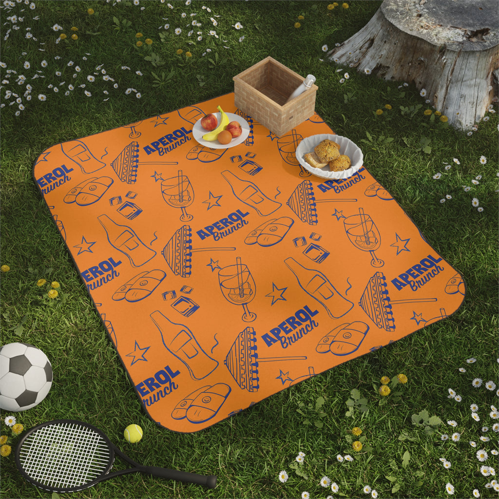 Aperol Brunch Picnic Blanket — Orange & Blue Aperol Inspired Design