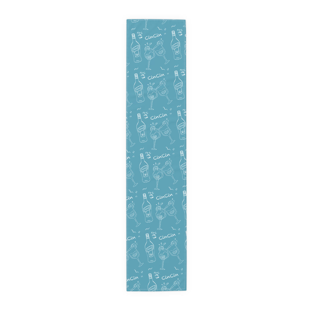 Cin Cin Spritz Table Runner — Turquoise Citrus Cocktail Pattern