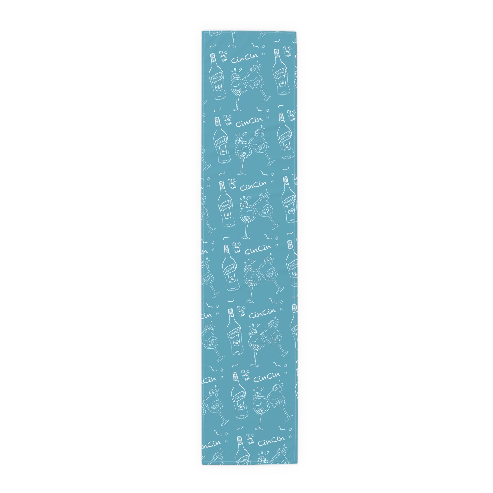 Cin Cin Spritz Table Runner — Turquoise Citrus Cocktail Pattern