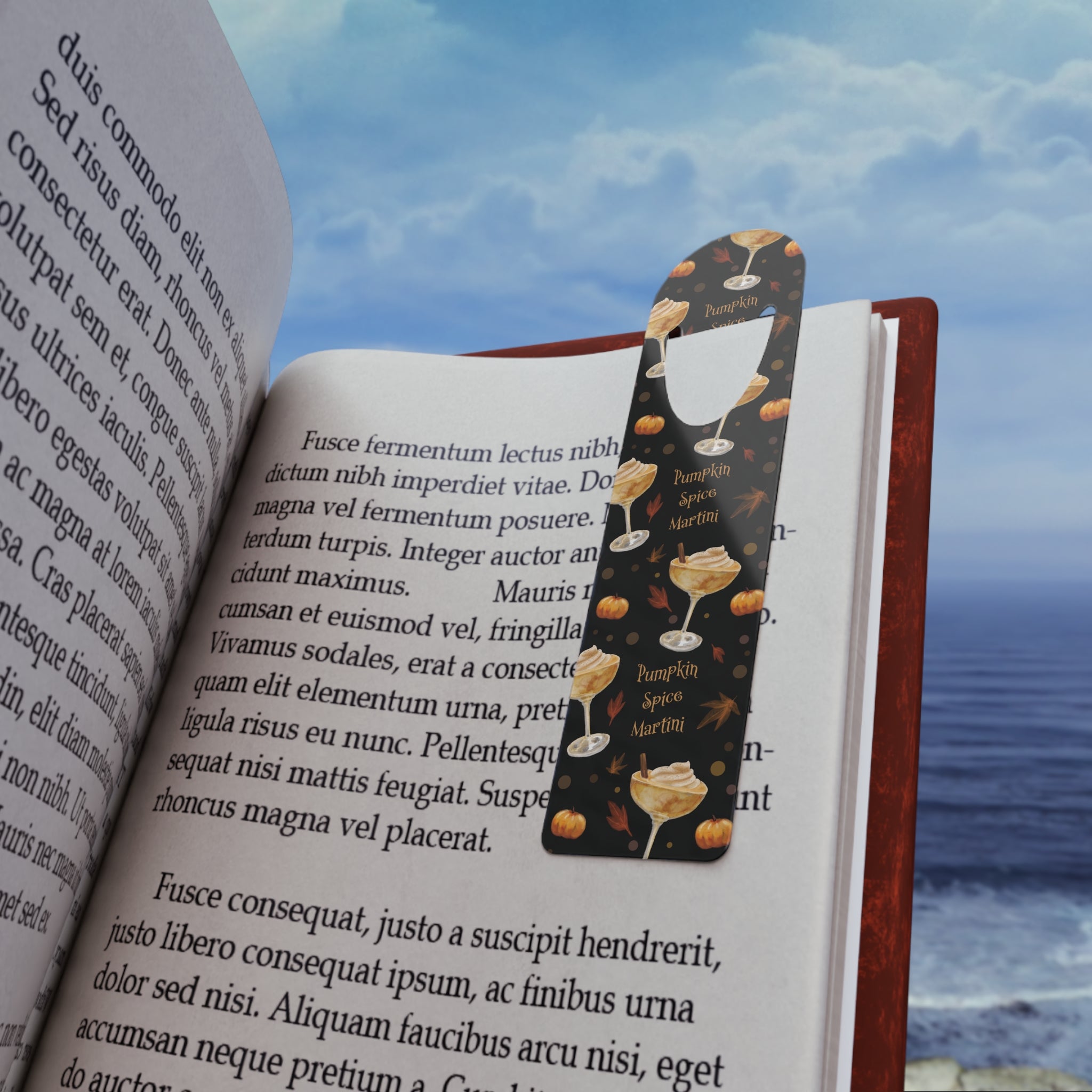 Pumpkin Spice Martini Metal Bookmark — Black Pumpkin Collection Inspired Design