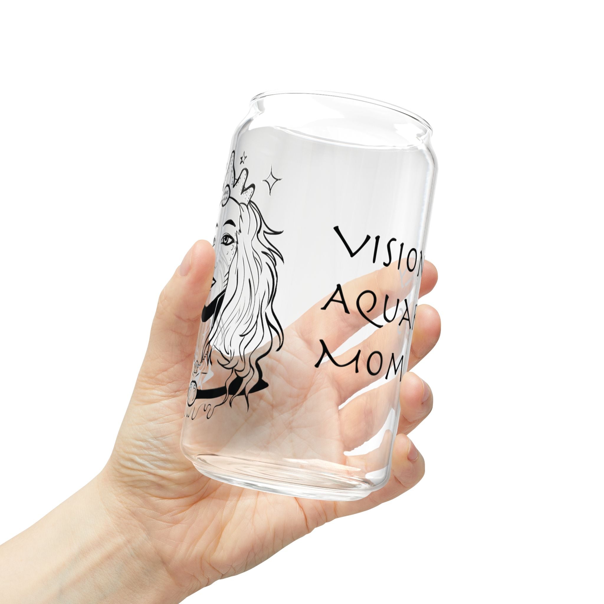 Aquarius Mom Gift – Zodiac 16oz Glass Cup for Mom | Astrology Sipper Glass