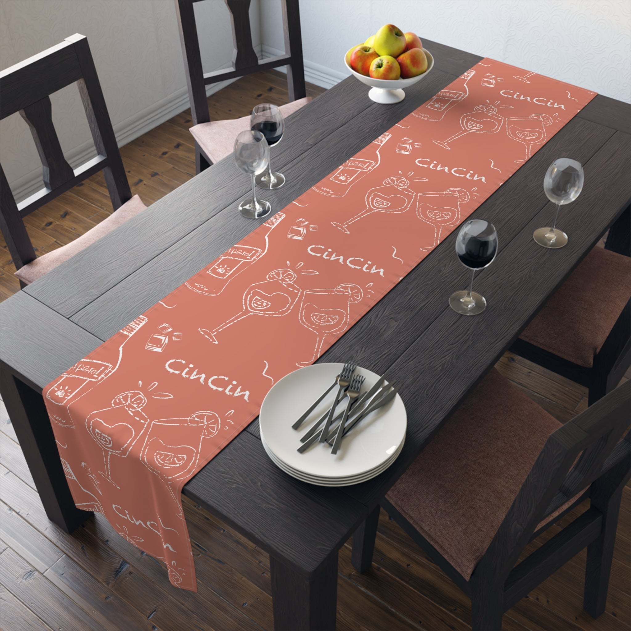 Cin Cin Table Runner — Red Cin Cin Collection Inspired Design
