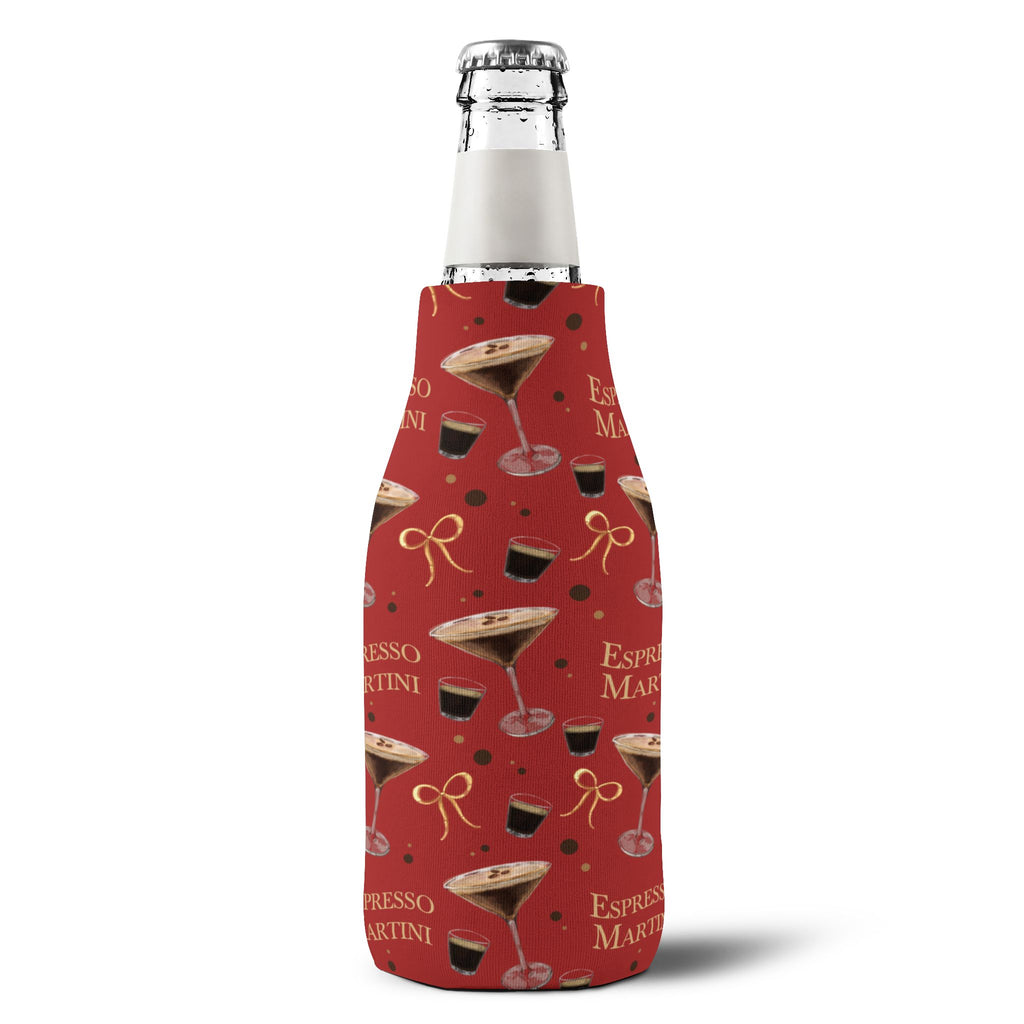Espresso Martini Zip-Up Bottle Cooler Sleeve — Red Espresso Collection Inspired Design