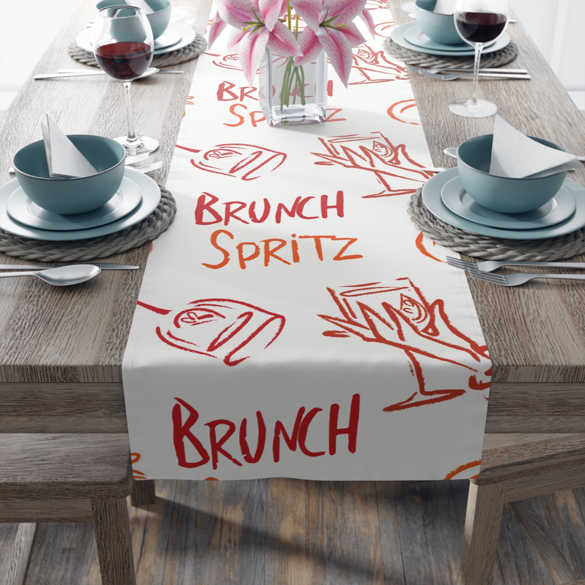 Brunch Spritz Table Runner — White Brunch Collection Inspired Design