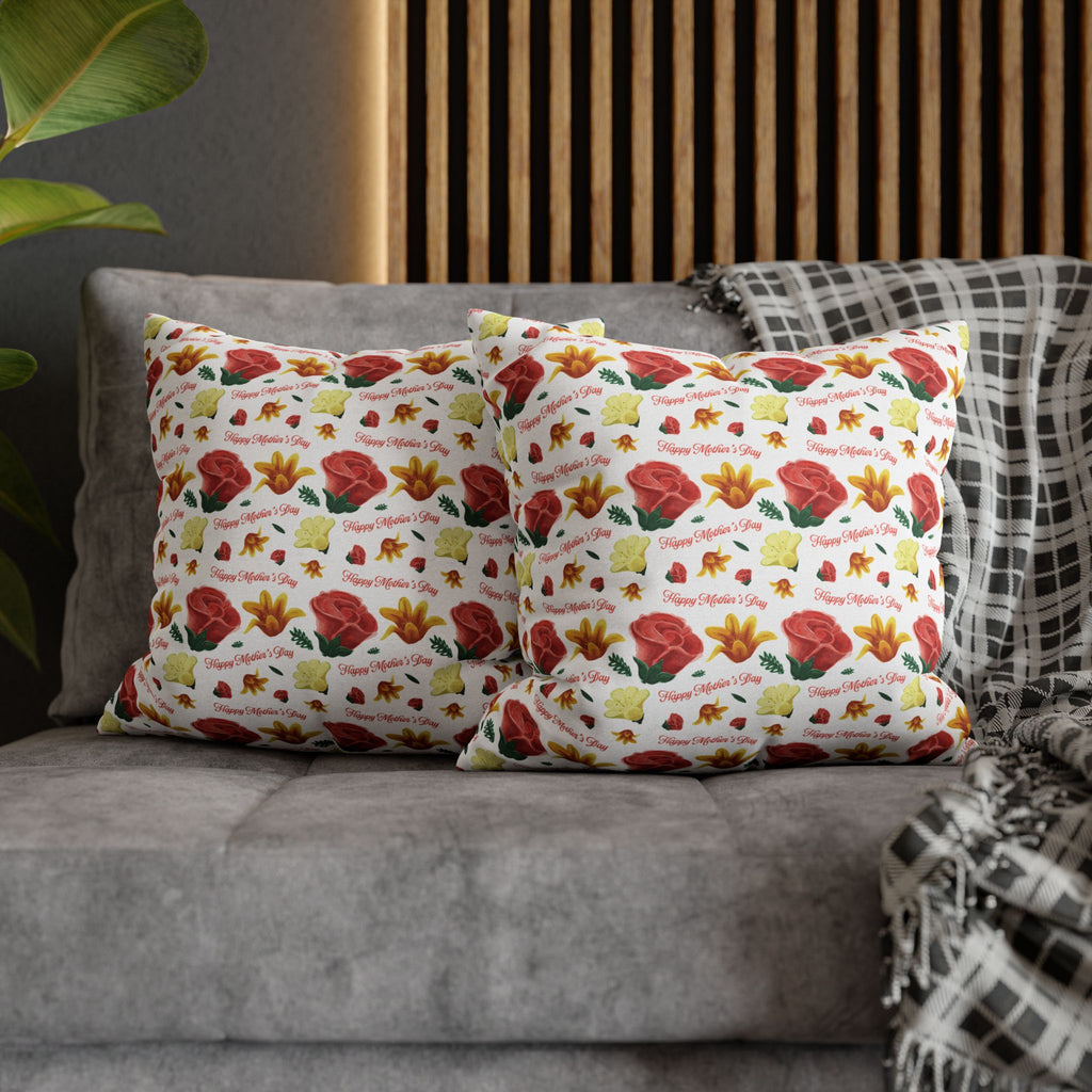 Gift for Mom Floral Throw Pillow Cover – Mother’s Day Botanical Cushion | Spring Home Decor