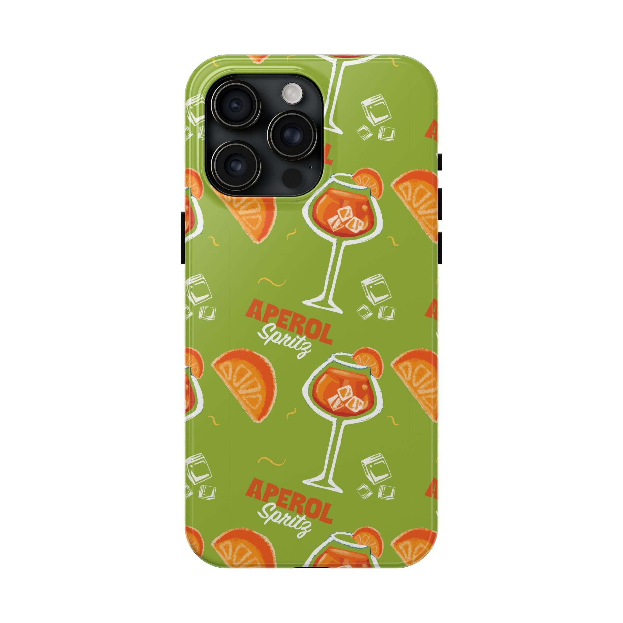Aperol Spritz Tough Phone Case — Green Cocktail Pattern Phone Cover