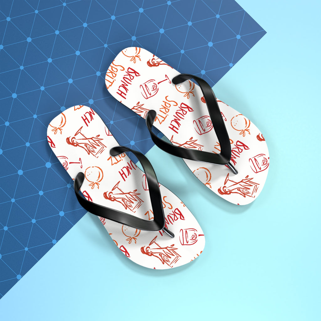 Brunch Spritz Flip Flops — White Brunch Collection Inspired Design