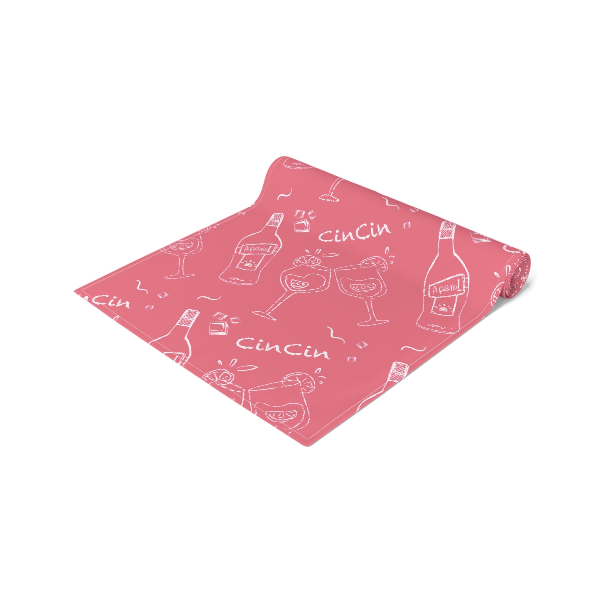 Cin Cin Spritz Table Runner — Magenta Citrus Cocktail Pattern