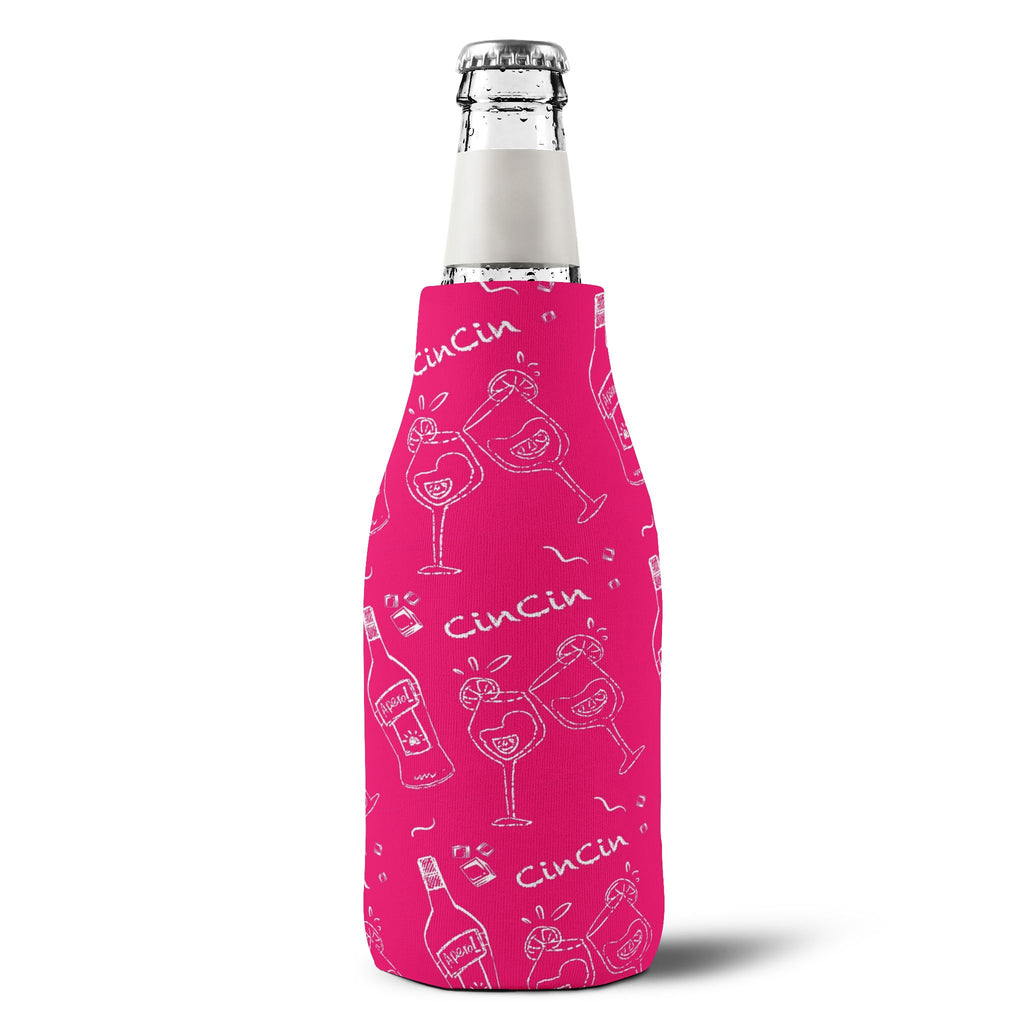 Cin Cin Zip-Up Bottle Cooler Sleeve - Pink Cin Cin Collection Inspired Design