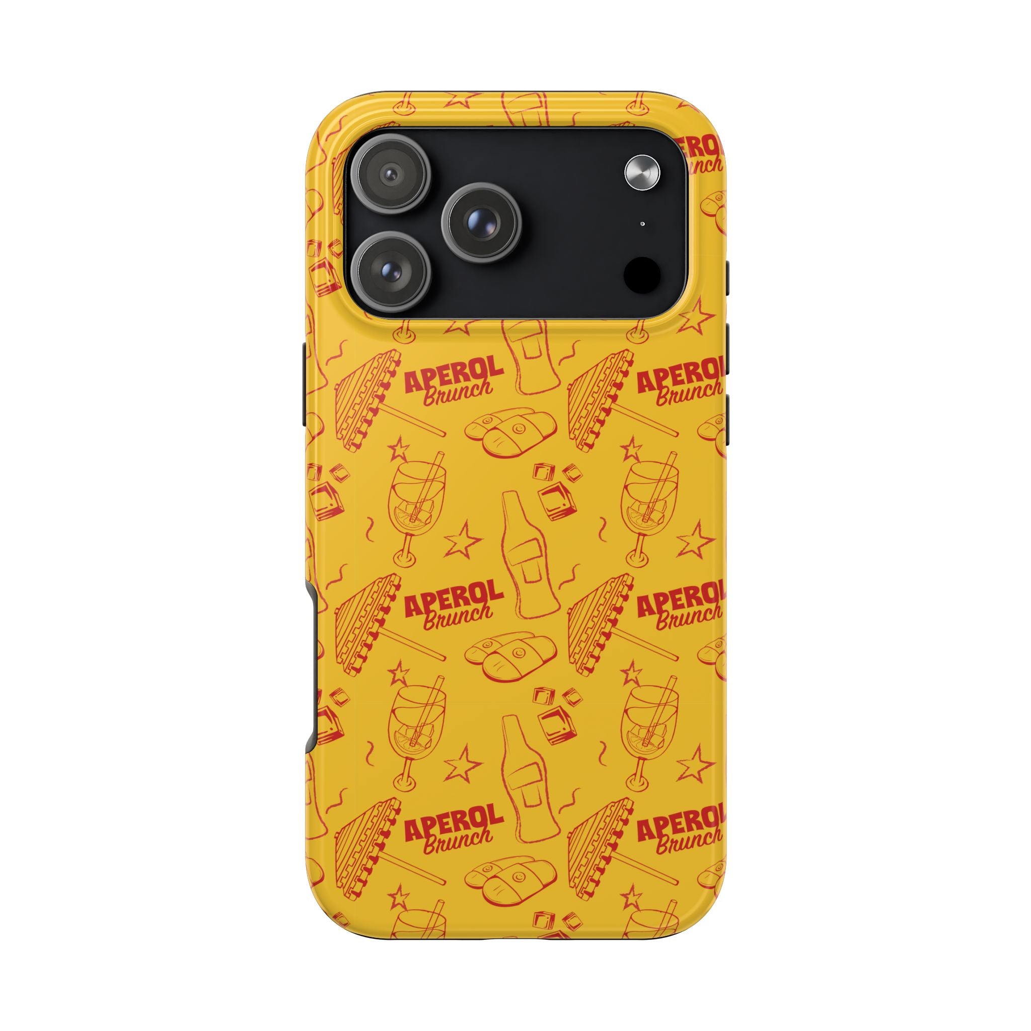Aperol Brunch Tough Phone Case — Yellow Cocktail Patterned Protective Cover