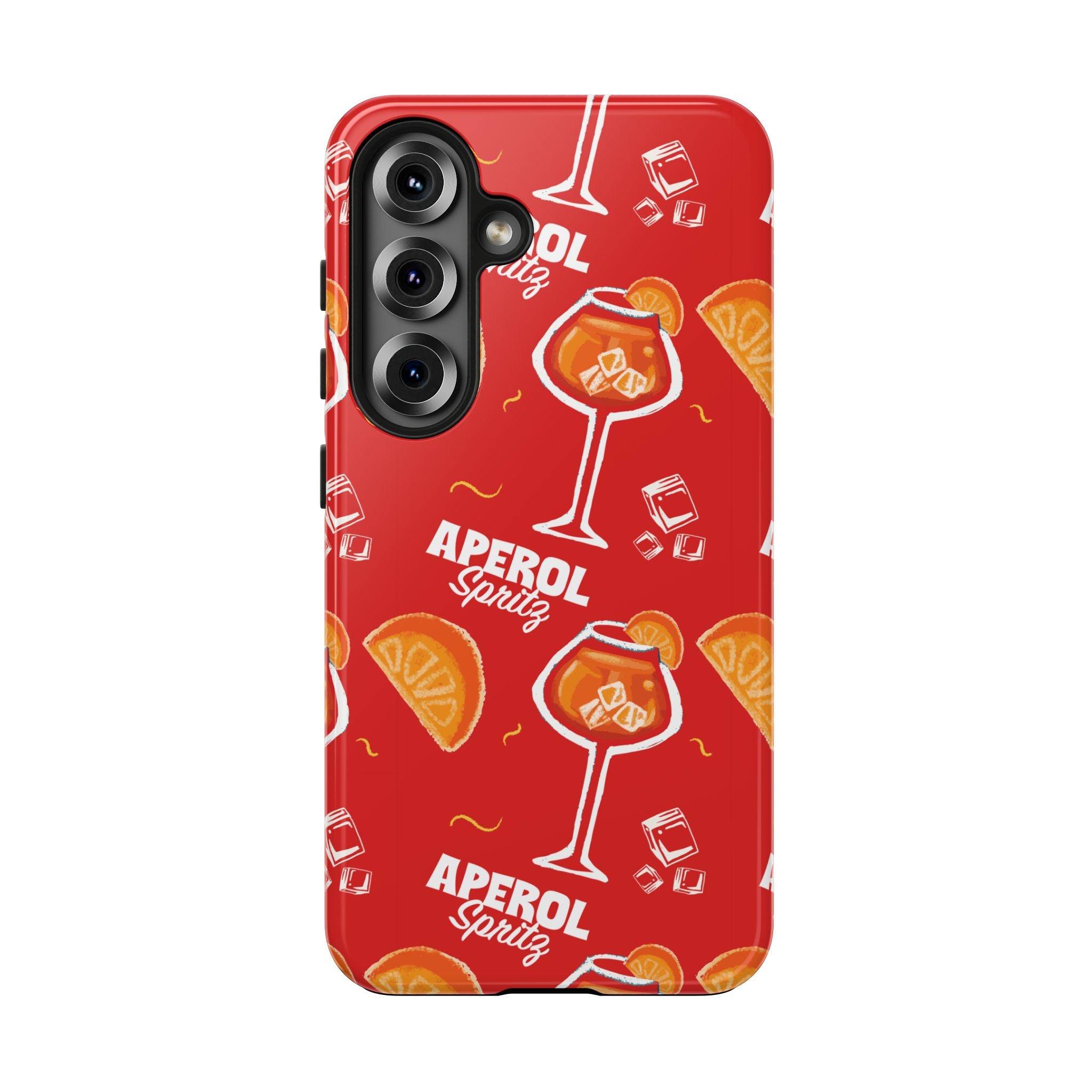 Aperol Spritz Tough Phone Case — Red Cocktail Pattern Protective Cover