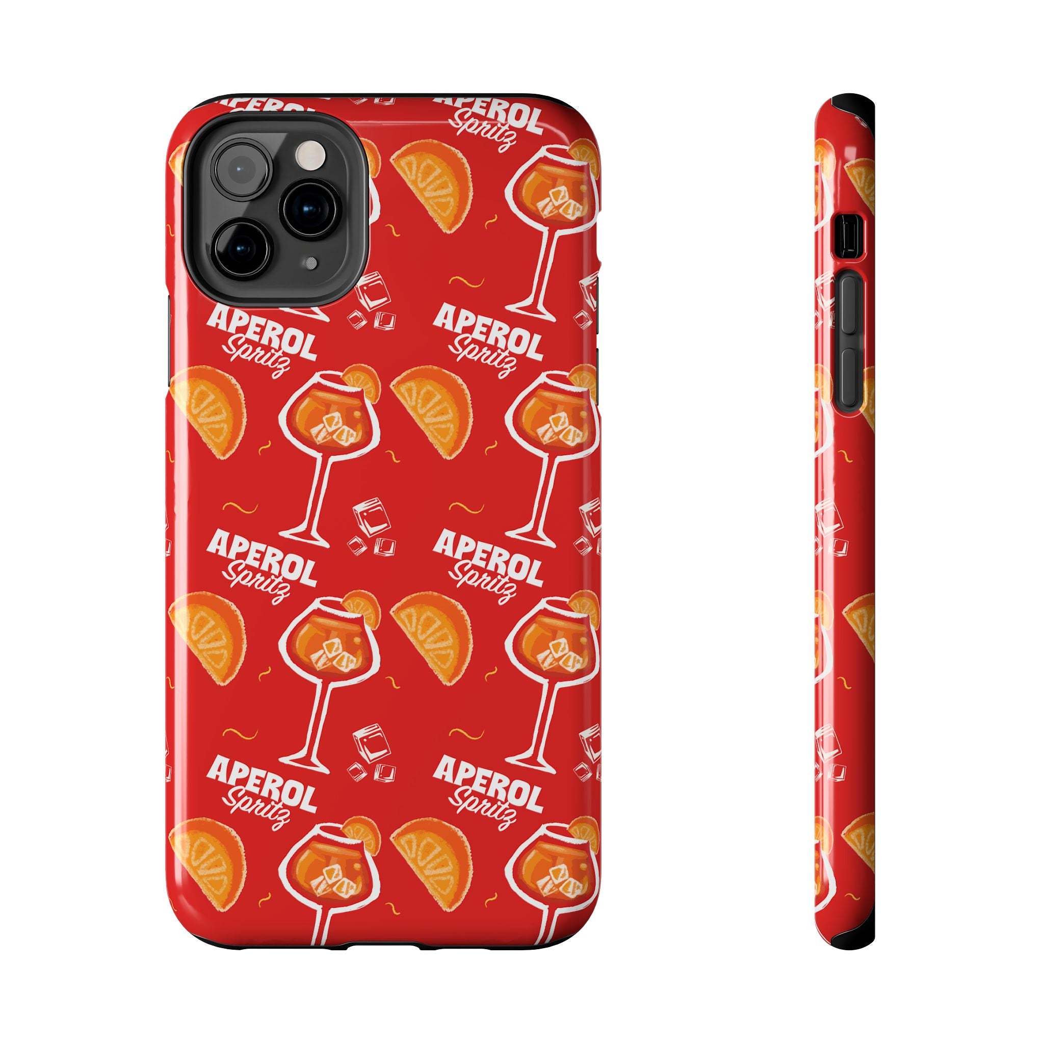 Aperol Spritz Tough Phone Case — Red Cocktail Pattern Protective Cover