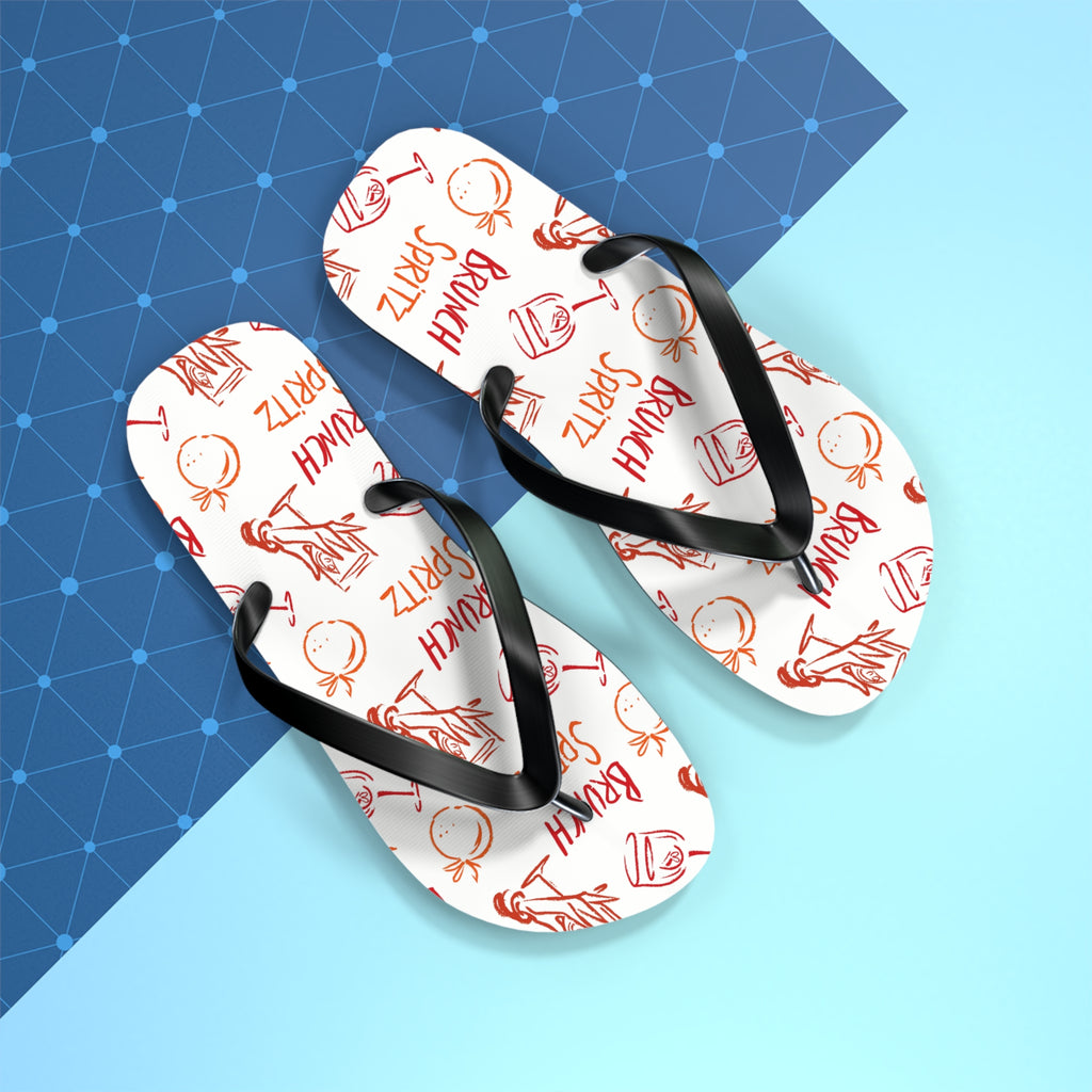 Brunch Spritz Flip Flops — White Brunch Collection Inspired Design