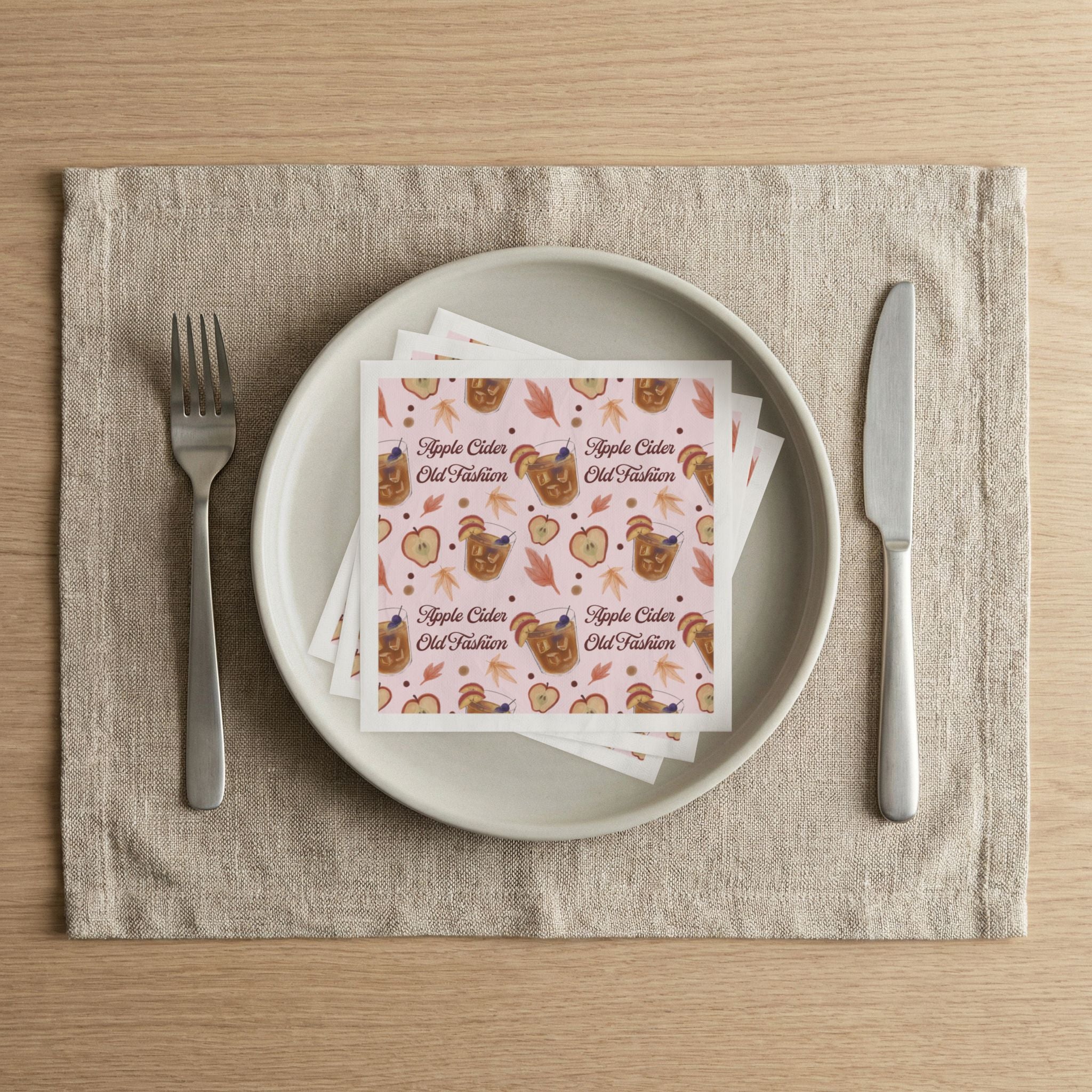 Apple Cider Old Fashioned 50pcs Napkins — Light Pink Apple Cider Collection Inspired Design