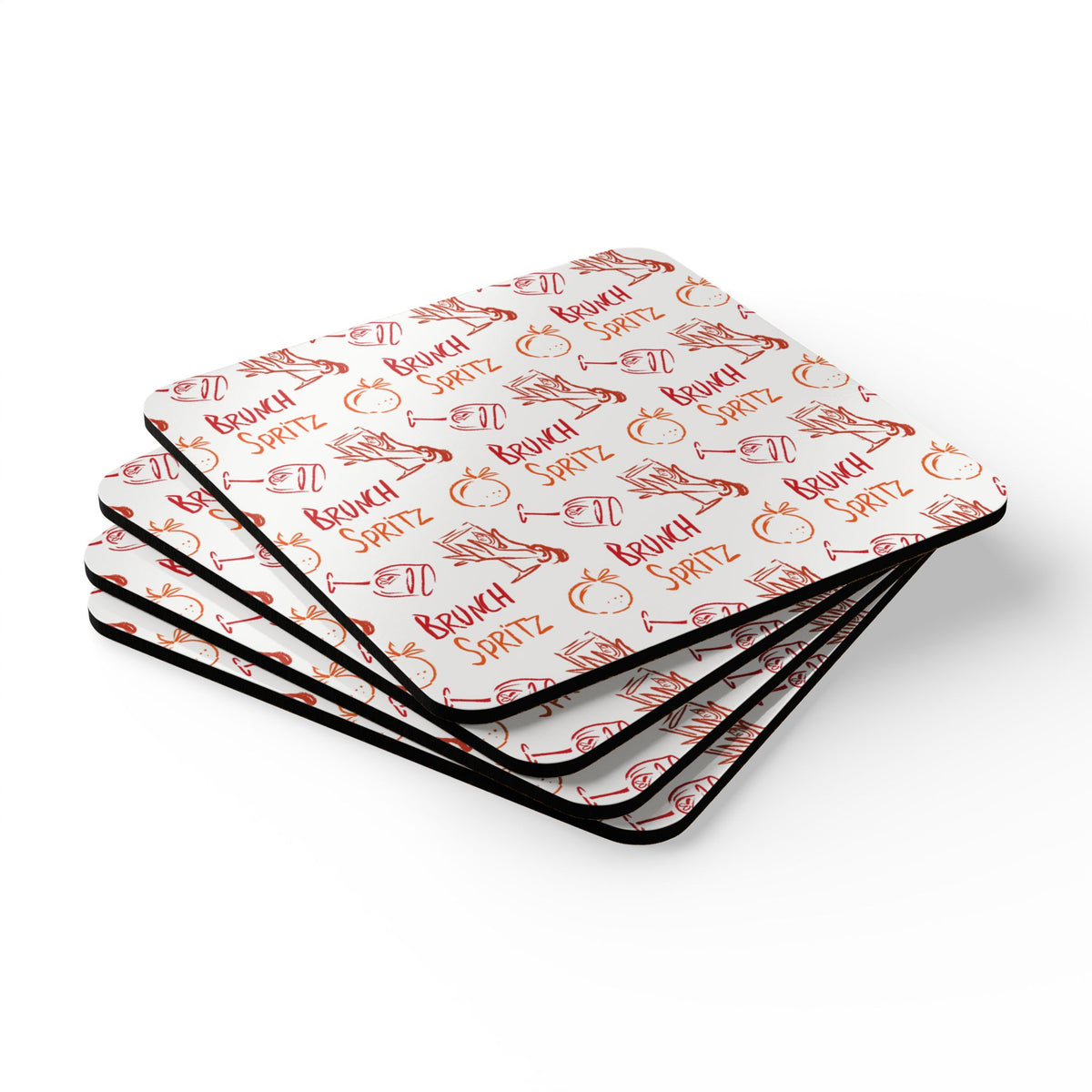 Brunch Spritz Corkwood Coaster Set (4-Pack) – White Brunch Collection Inspired Design