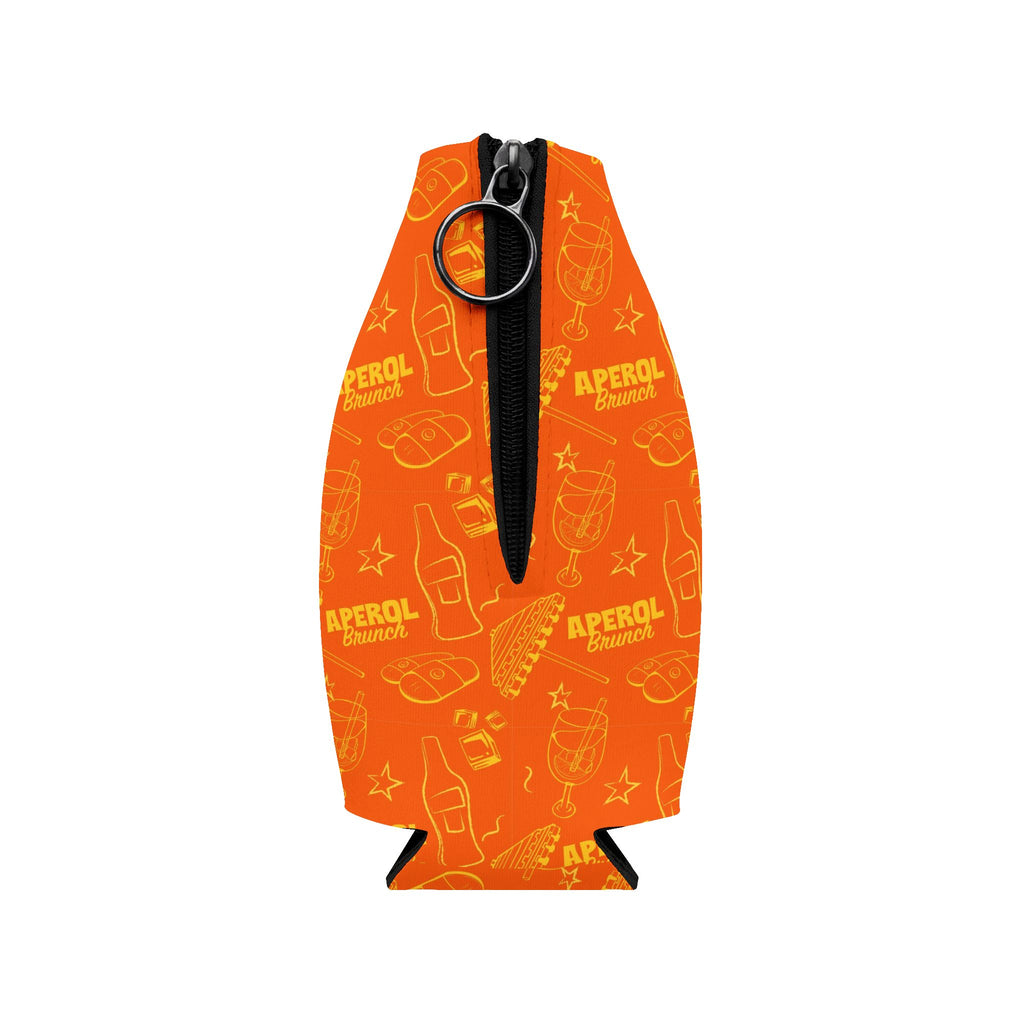 Aperol Brunch Zip-Up Bottle Cooler Sleeve - Orange and Yellow Brunch Collection Inspired Design