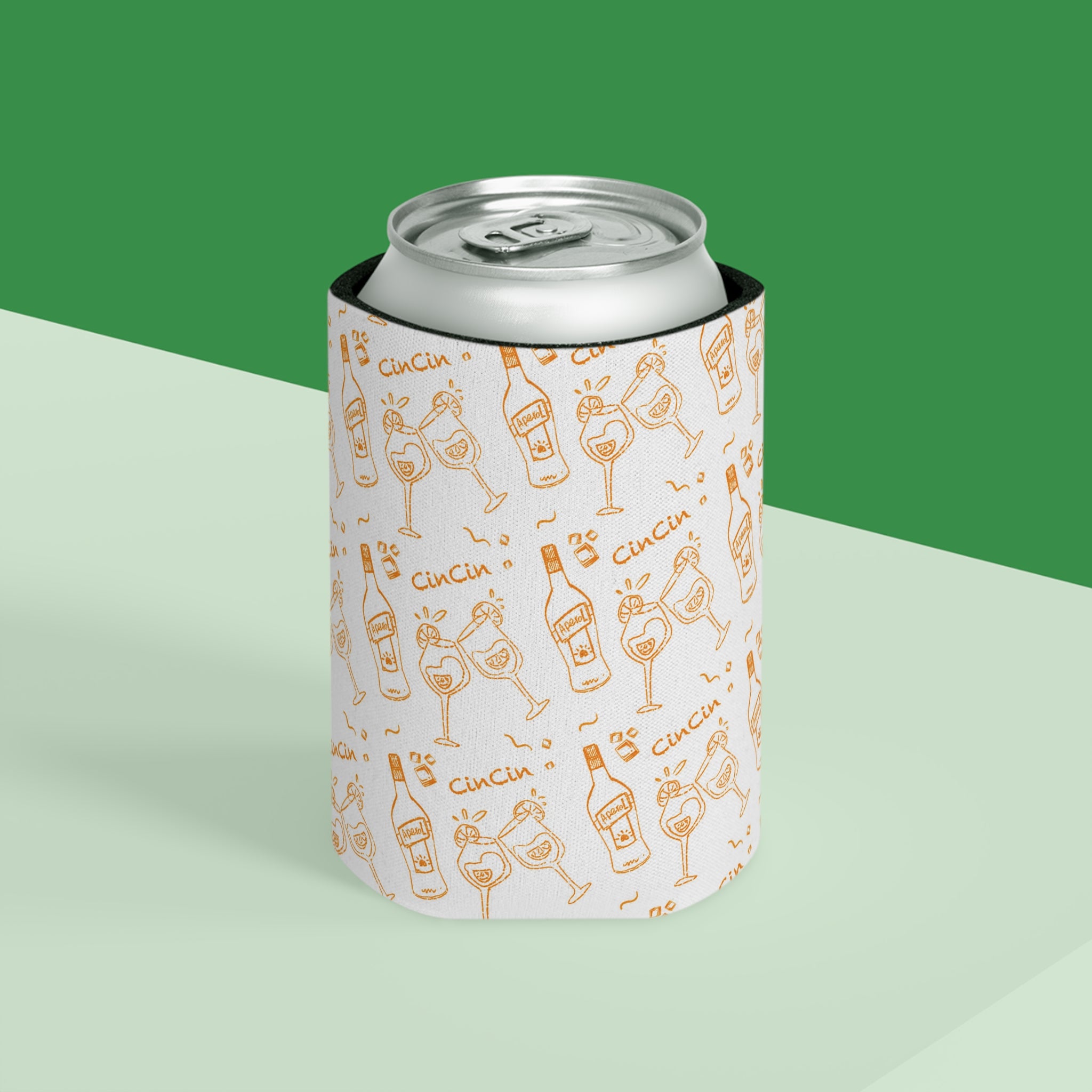 Cin Cin White Collection Can Cooler – White and Orange Aperol Inspired Design