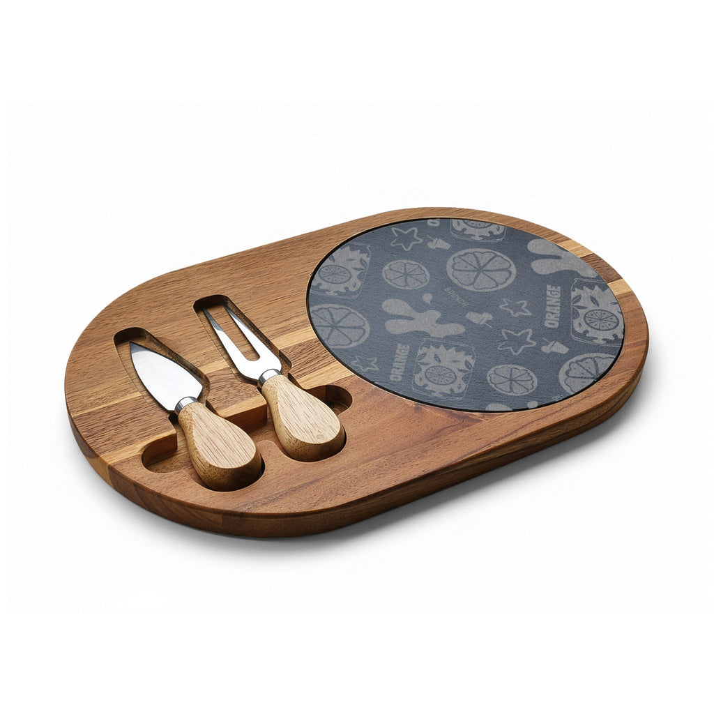 Orange Brunch Acacia Charcuterie Board Set