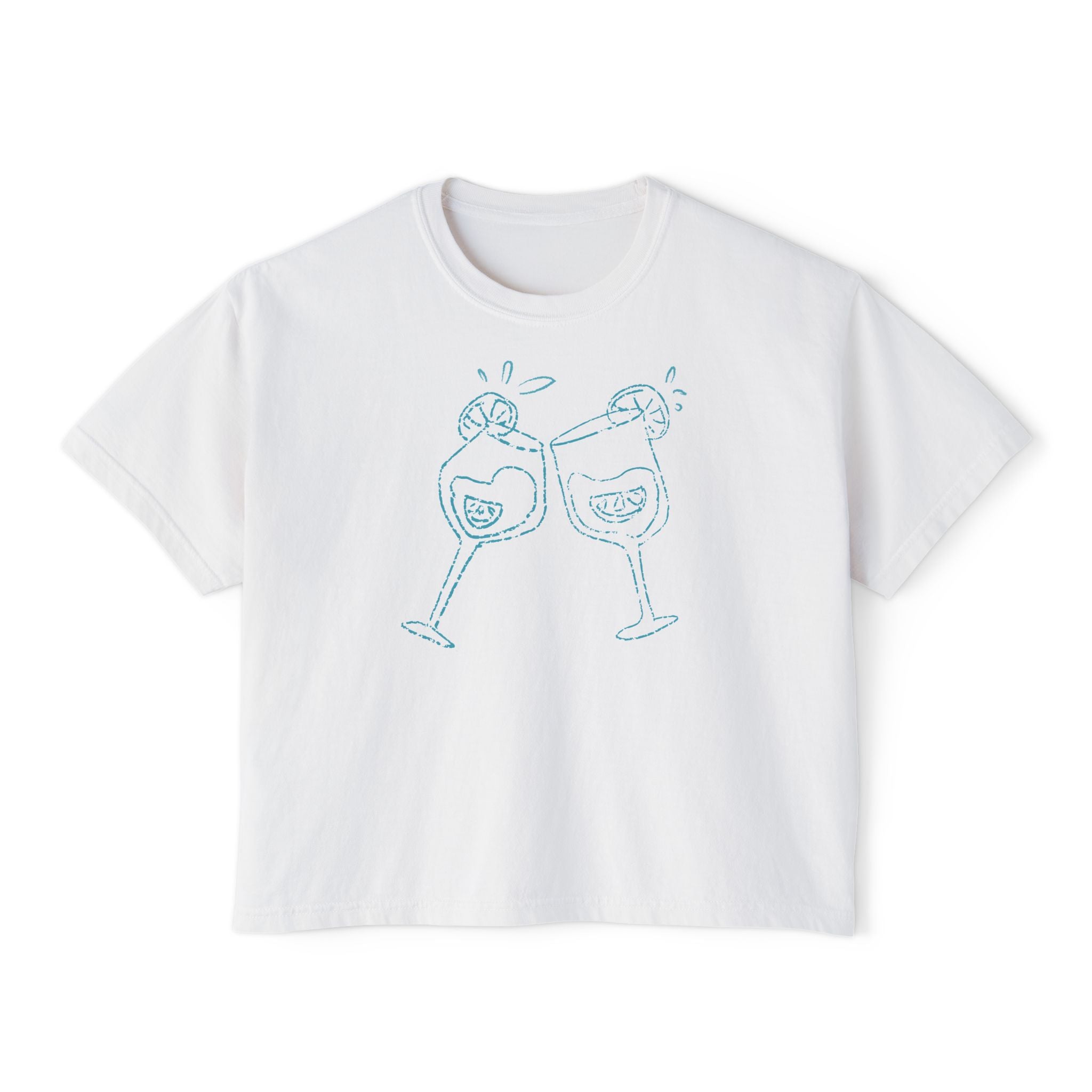 Drinks Cheers Women's Boxy Tee – Turquoise Aperol Inspired Design