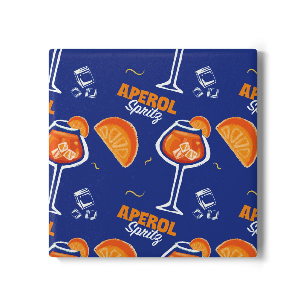 Aperol Spritz Ceramic Coaster — Square Cork-Back Drink Coaster