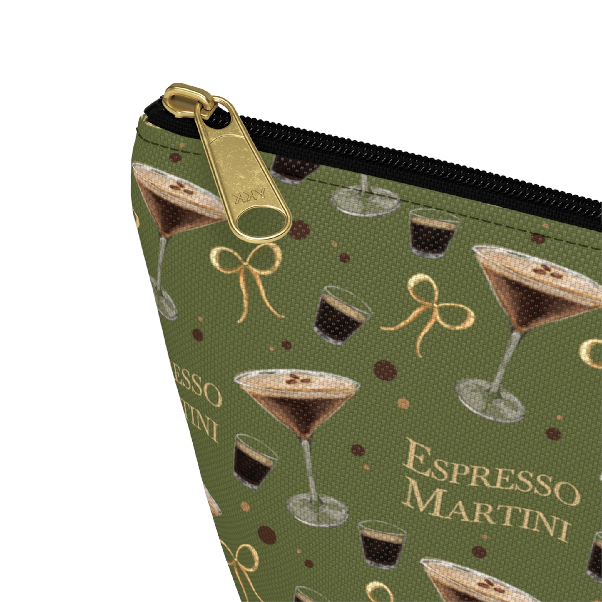 Espresso Martini Accessory Pouch — Olive Green Espresso Collection Inspired Design