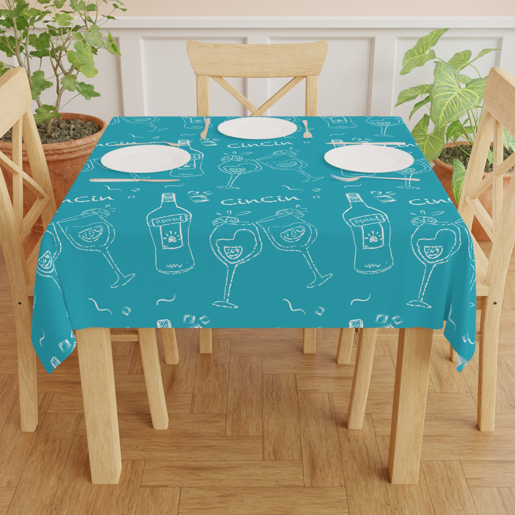 Cin Cin Tablecloth — Turquoise Cin Cin Brunch Inspired Design