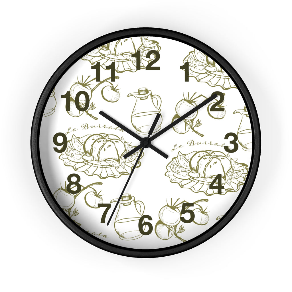 10" Italian Kitchen Wall Clock - Burrata & Olive Oil Design