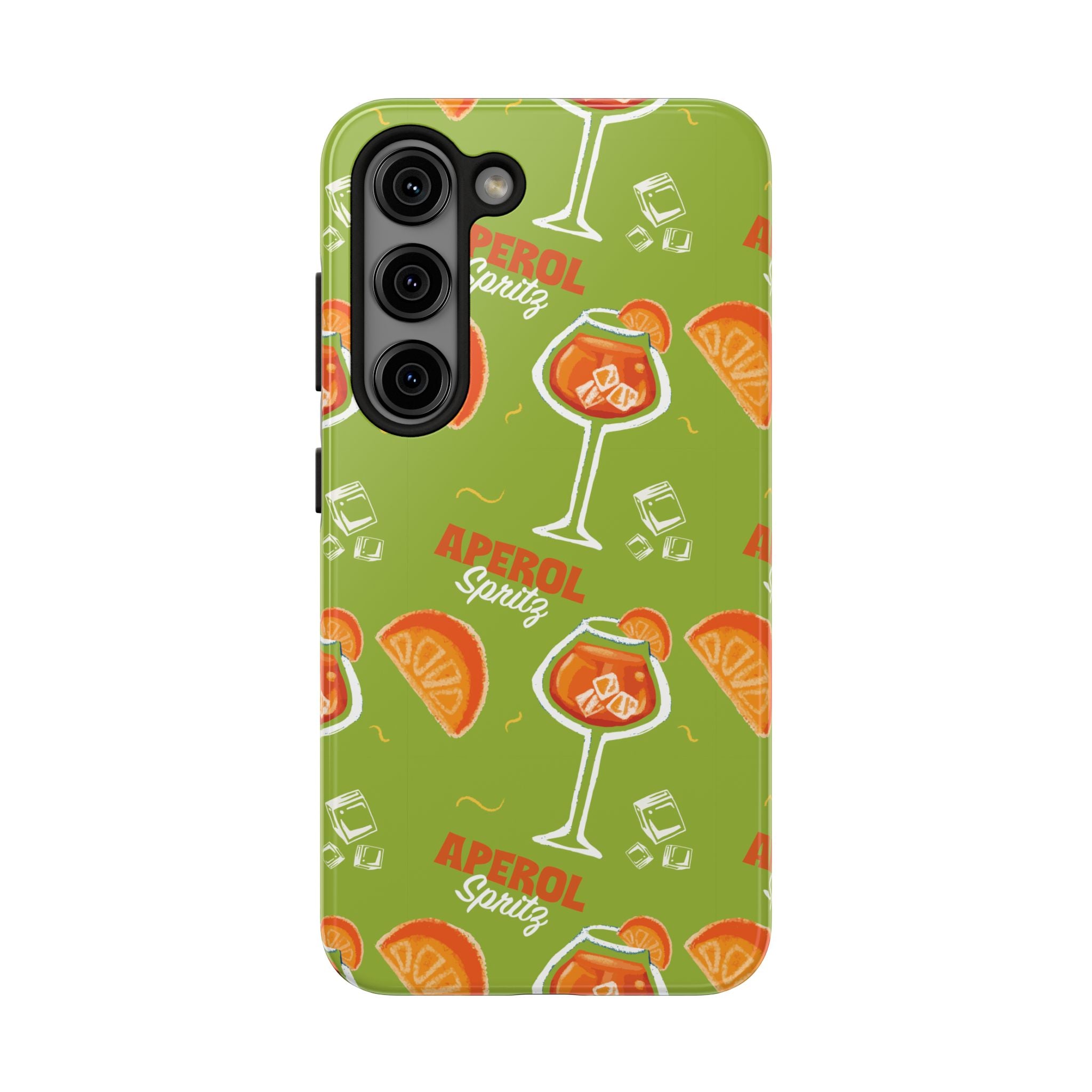 Aperol Spritz Tough Phone Case — Green Cocktail Pattern Phone Cover