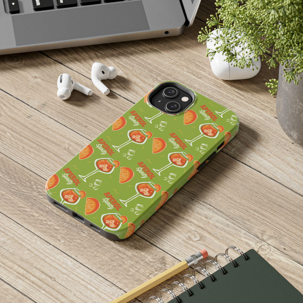Aperol Spritz Pattern Tough Phone Case — Green Spritz Collection Inspired Design