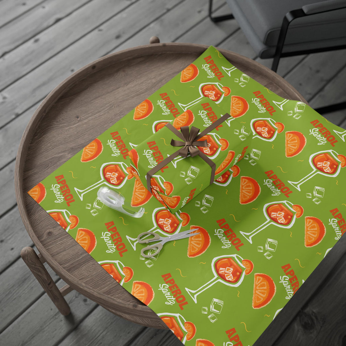 Aperol Spritz Peel Wrapping Paper Roll — Green Spritz Collection Inspired Design