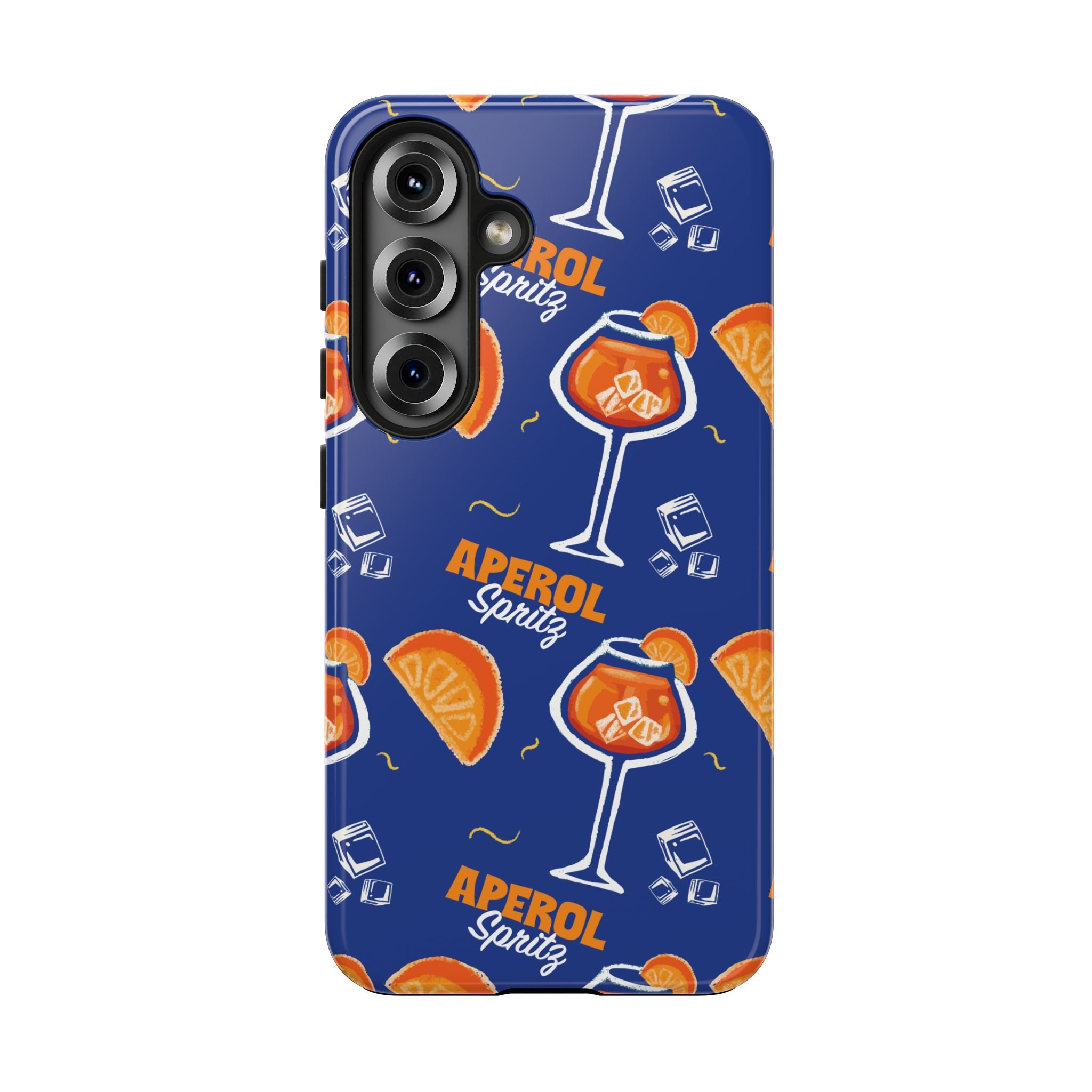 Aperol Spritz Tough Phone Case — Blue Cocktail Pattern Protective Cover