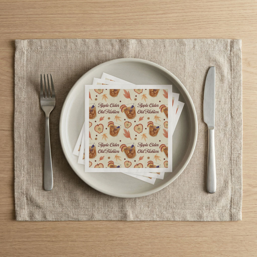 Apple Cider Old Fashioned 50pcs Napkins — Beige Apple Cider Collection Inspired Design
