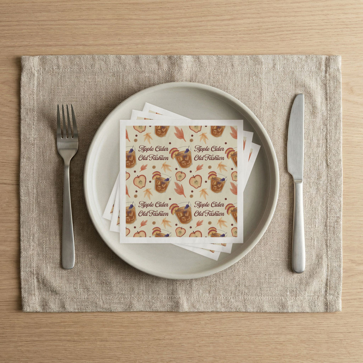 Apple Cider Old Fashioned 50pcs Napkins — Beige Apple Cider Collection Inspired Design