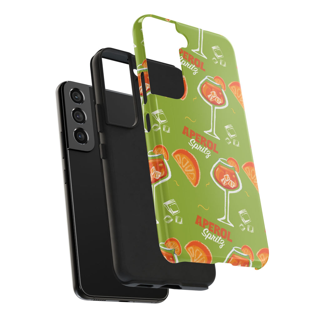 Aperol Spritz Tough Phone Case — Green Cocktail Pattern Phone Cover