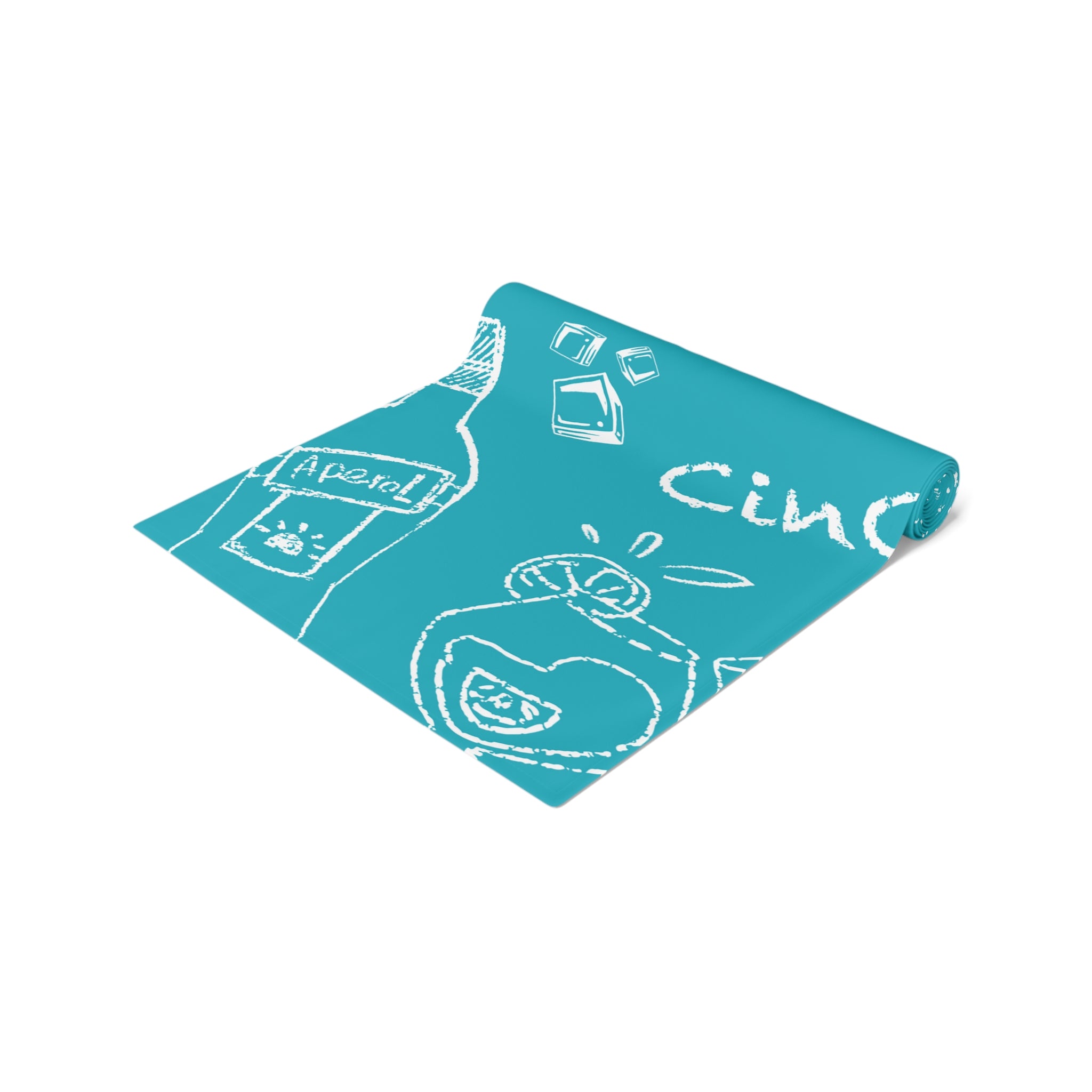 Cin Cin Spritz Table Runner — Turquoise Aperol Inspired Design