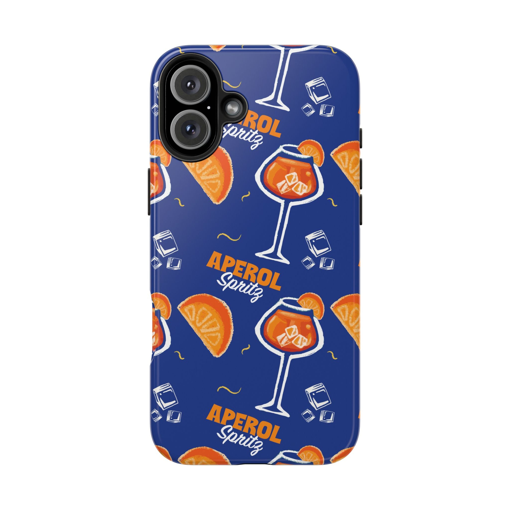 Aperol Spritz Tough Phone Case — Blue Cocktail Pattern Protective Cover