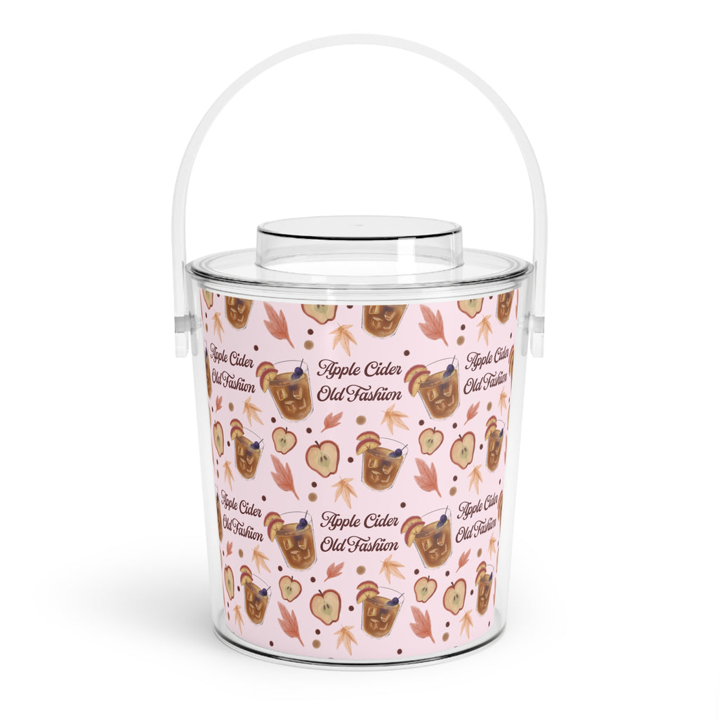 Apple Cider Old Fashioned Ice Bucket with Tongs  — Light Pink Apple Cider Collection Inspired Design