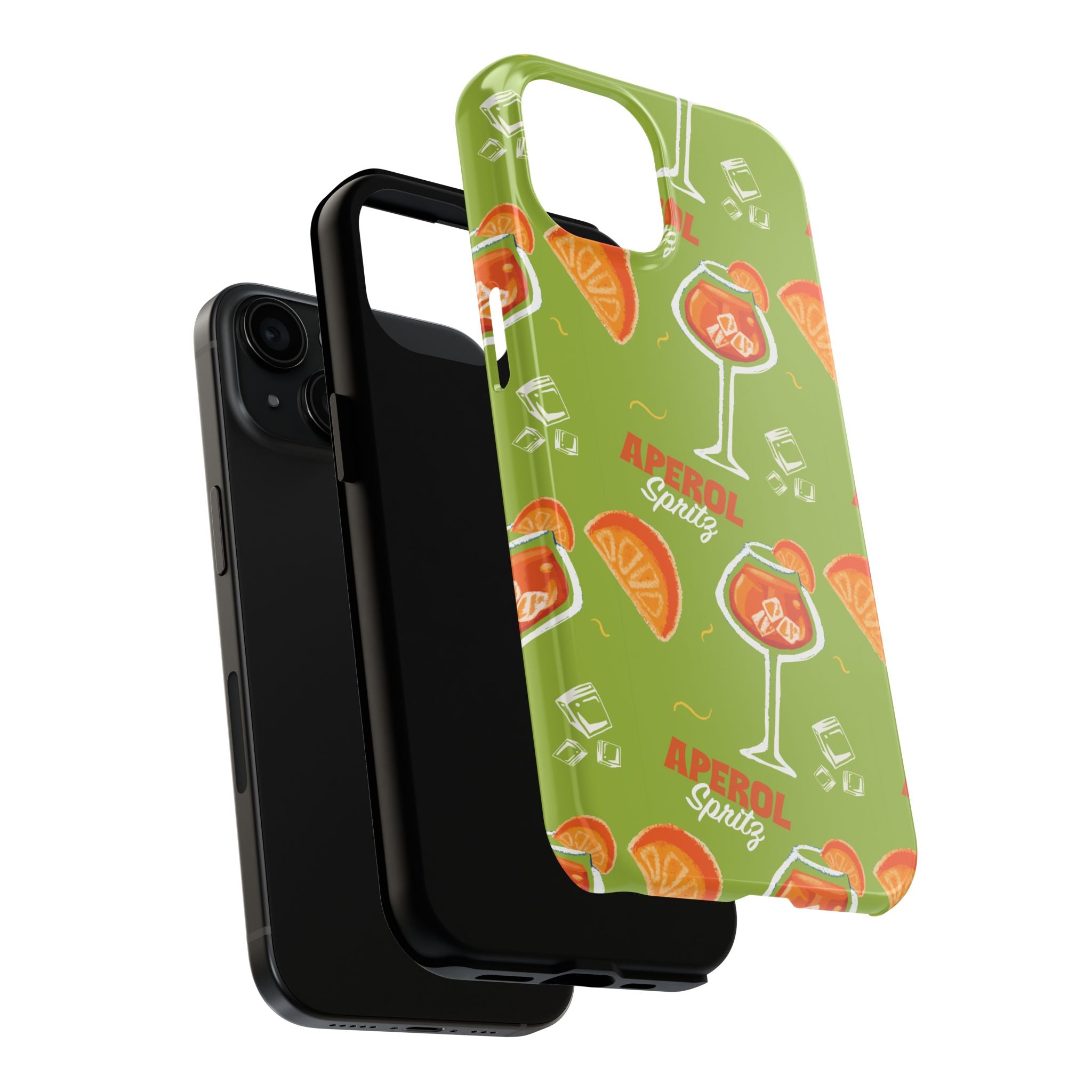 Aperol Spritz Tough Phone Case — Green Cocktail Pattern Phone Cover