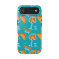 Aperol Spritz Tough Phone Case — Turquoise Cocktail Pattern Protective Cover