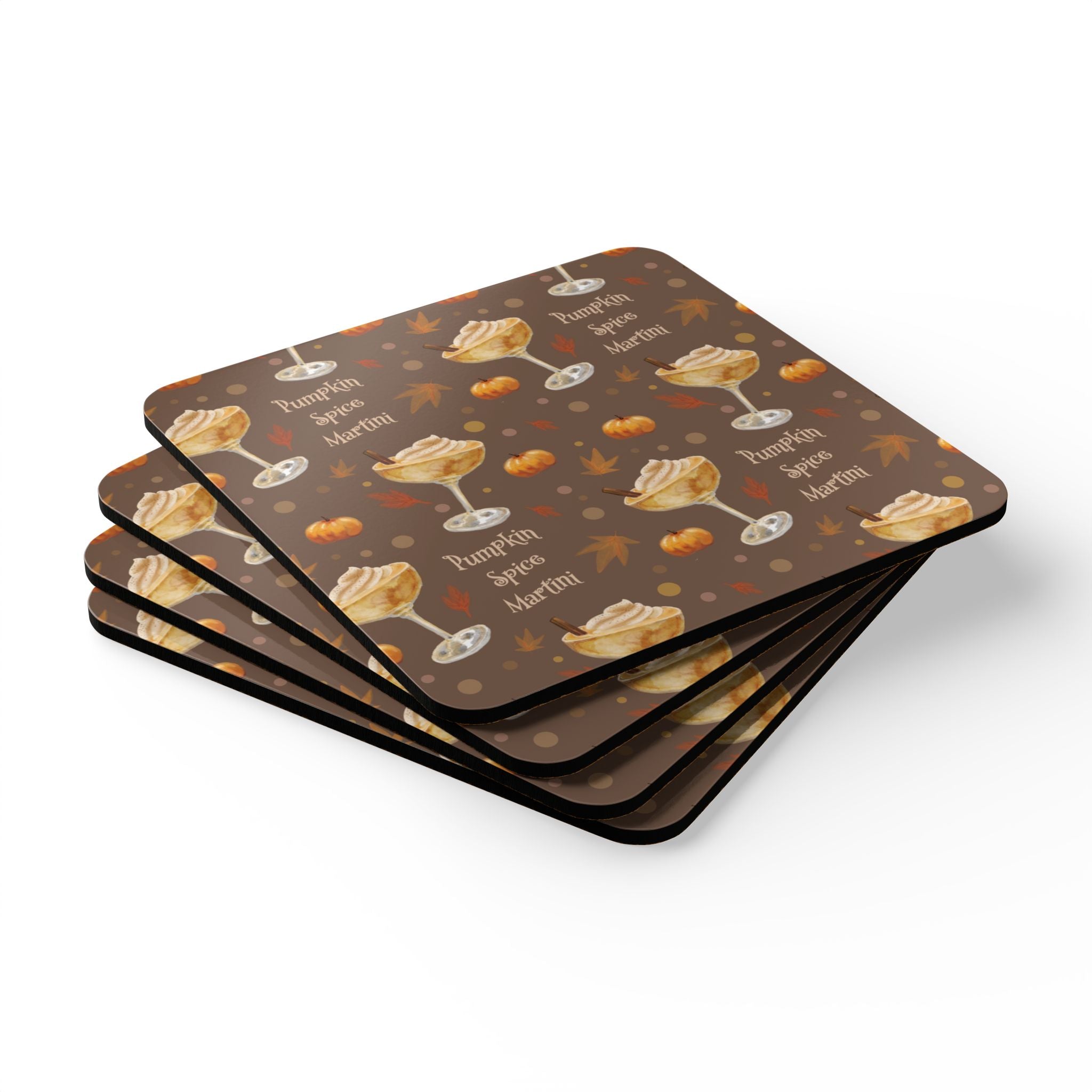 Pumpkin Spice Martini Cork Coaster Set of 4 — Brown Pumpkin Collection Inspired Design