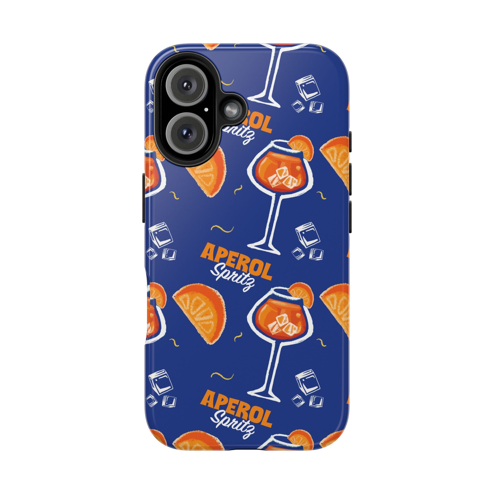 Aperol Spritz Tough Phone Case — Blue Cocktail Pattern Protective Cover
