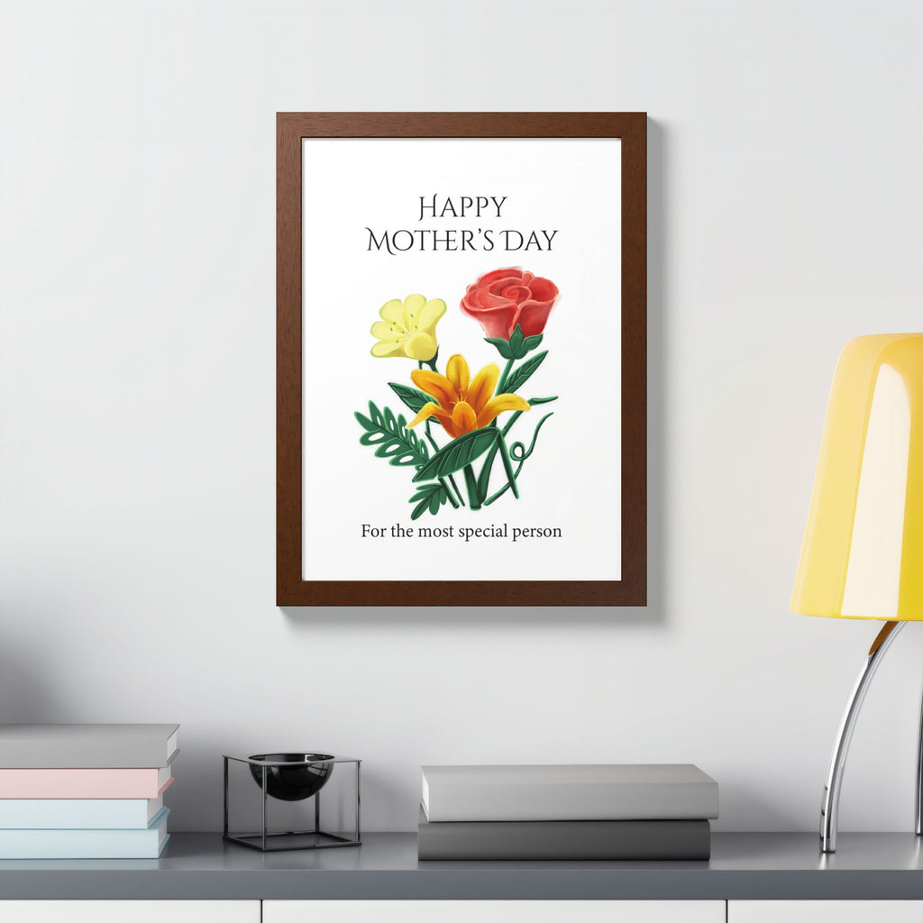 Mother’s Day Framed Floral Poster – Happy Mother’s Day Wall Art for Mom | Floral Gift Decor