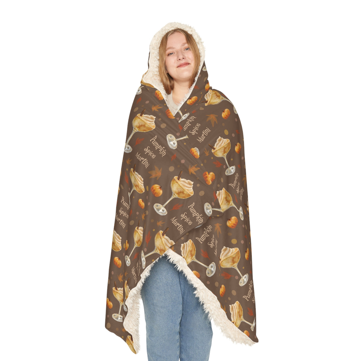 Pumpkin Spice Martini Hooded Throw Blanket — Brown Pumpkin Collection Inspired Design