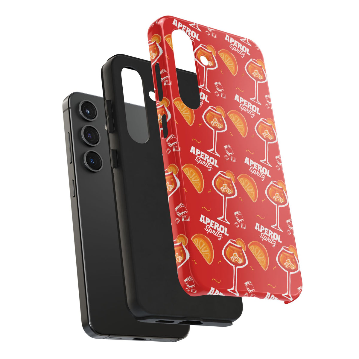 Aperol Spritz Tough Phone Case — Red Cocktail Pattern Protective Cover