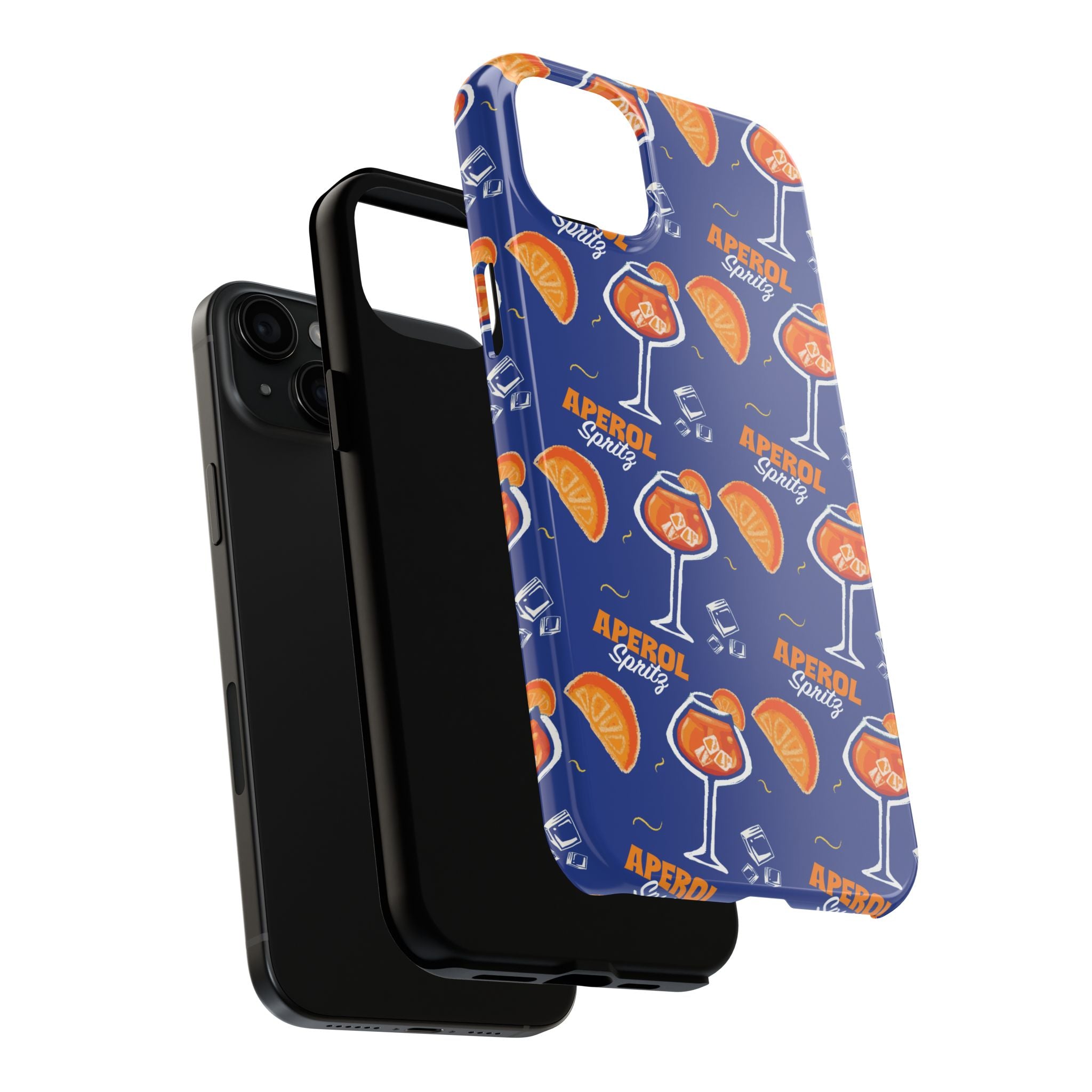 Aperol Spritz Tough Phone Case — Blue Cocktail Pattern Protective Cover