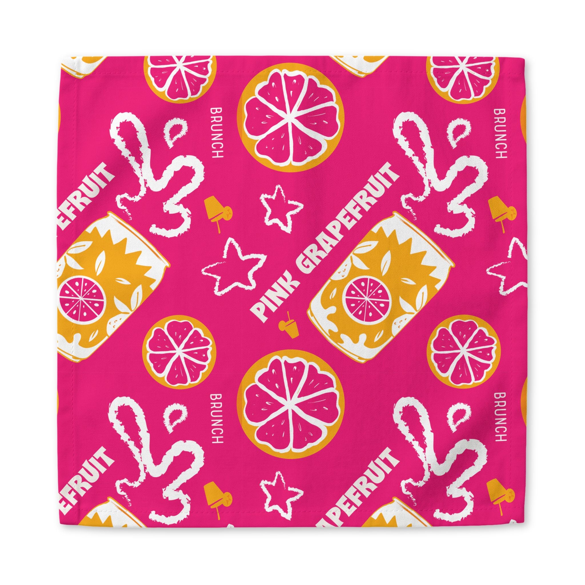 Pink Grapefruit Cotton Twill Napkin — Bright Citrus Table Decor