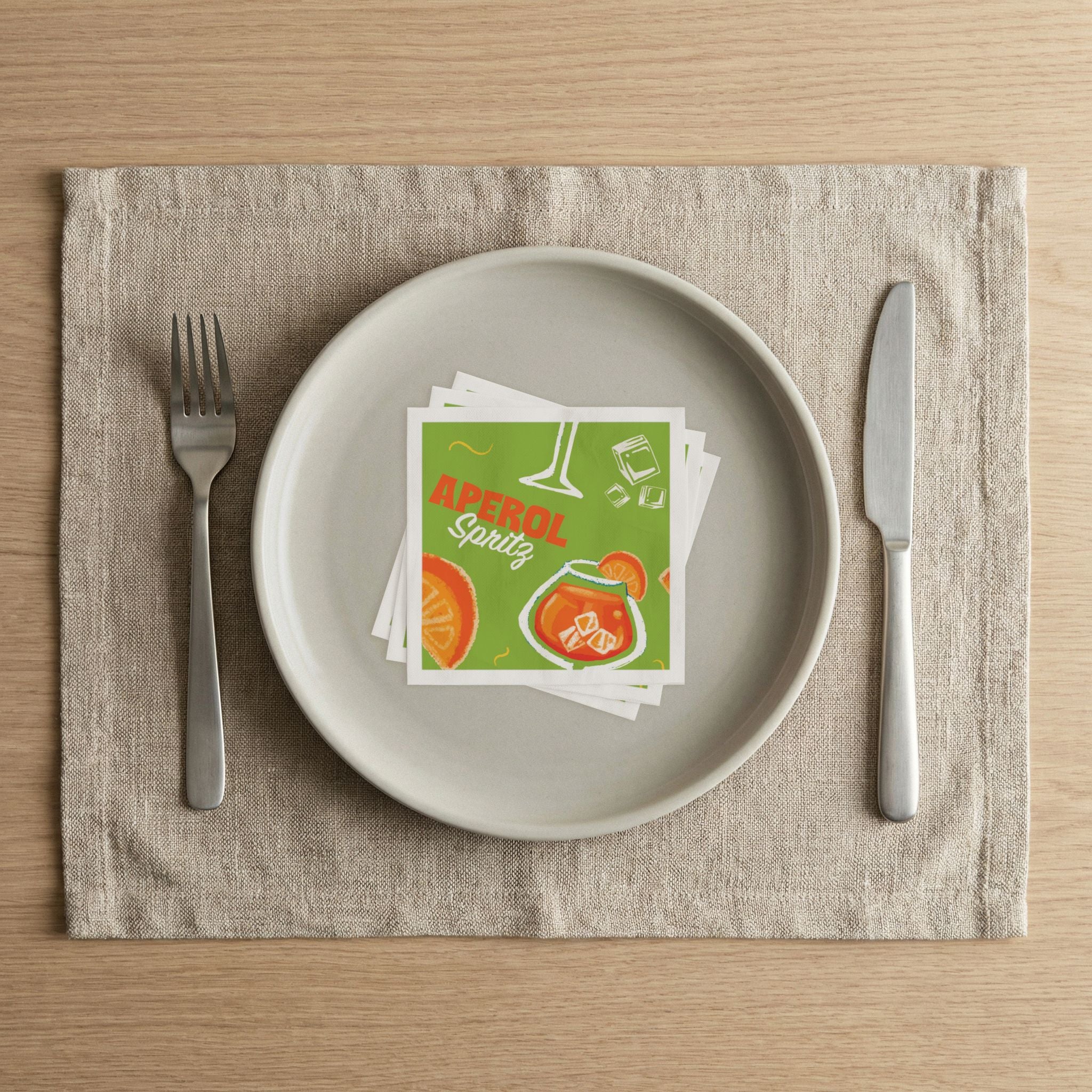 Aperol Brunch Cocktail Napkins (Pack of 50) – Green Paper Napkins, Cocktail Party Decor, Brunch Beverage Napkins, Hostess Gift