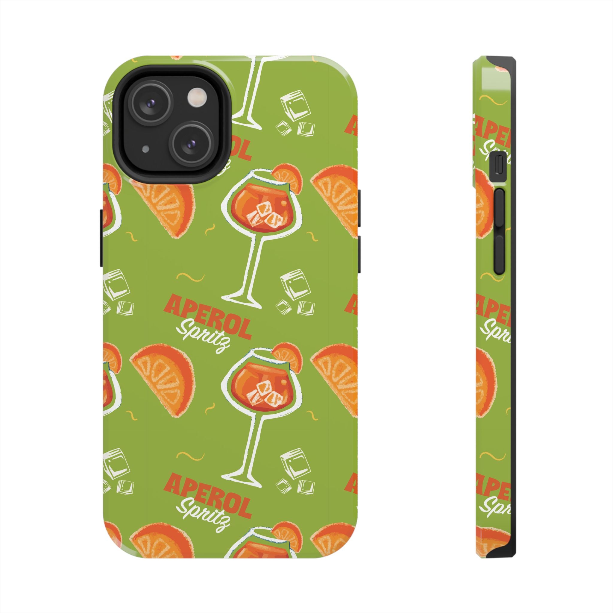 Aperol Spritz Tough Phone Case — Green Cocktail Pattern Phone Cover